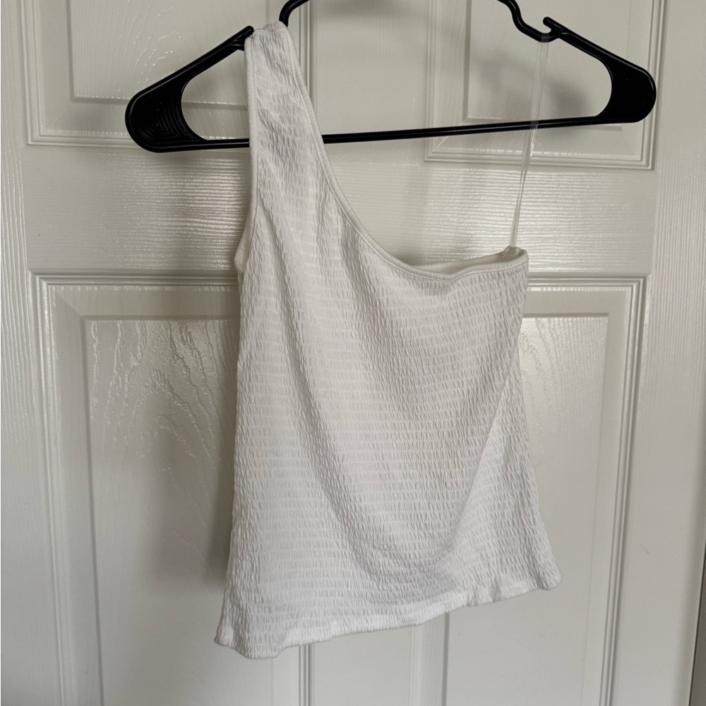 White One-Shoulder Tank Top